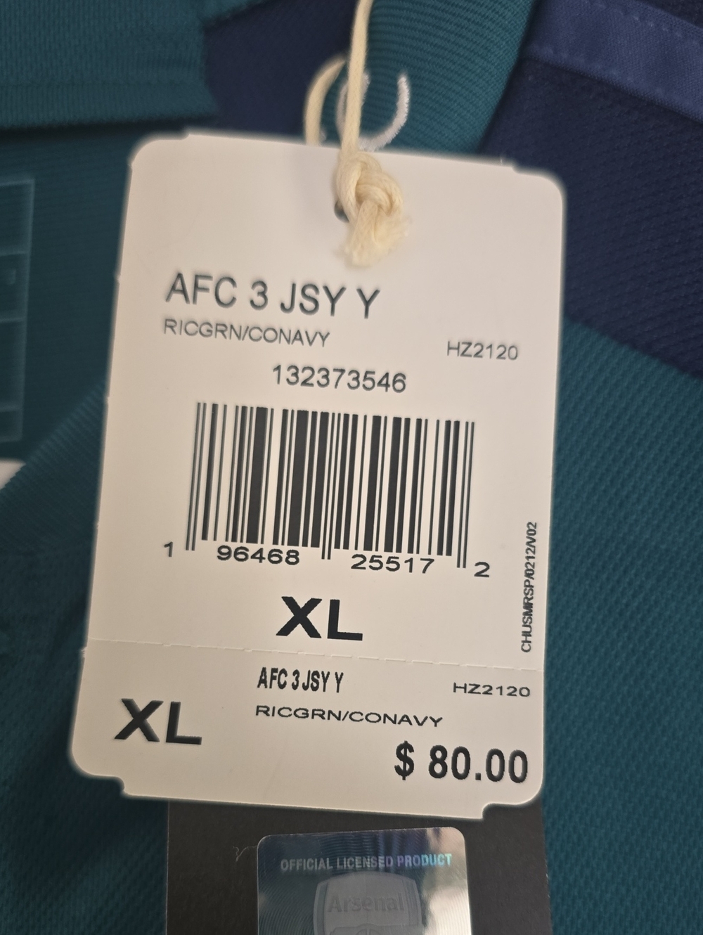 adidas Kids Arsenal Soccer Jersey Teal and Navy - Picture 7 of 10